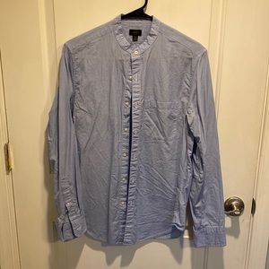 J. Crew Mens Band Collar Shirt Small in Light Blue
